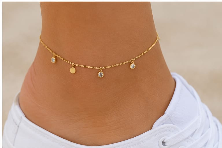 Gold charm anklet