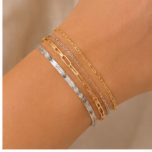 Herringbone and paperclip bracelets